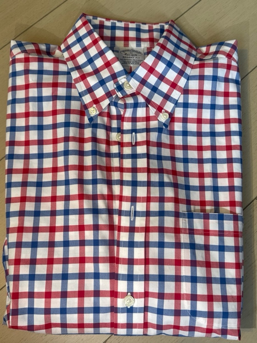Brooks Brothers Red, Blue & White Check Button-Down Shirt